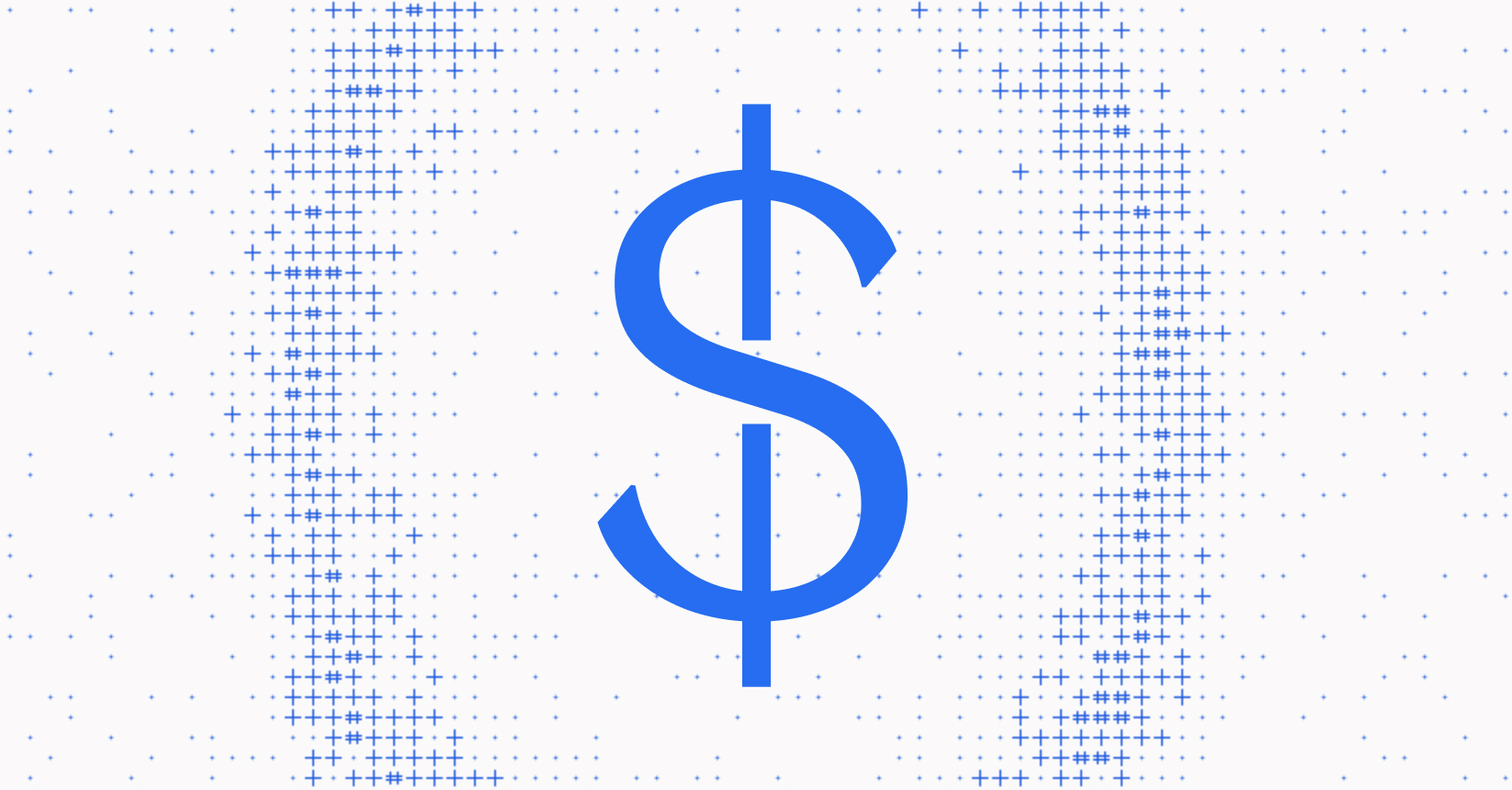 A dollar sign drawn across a field of blue dots