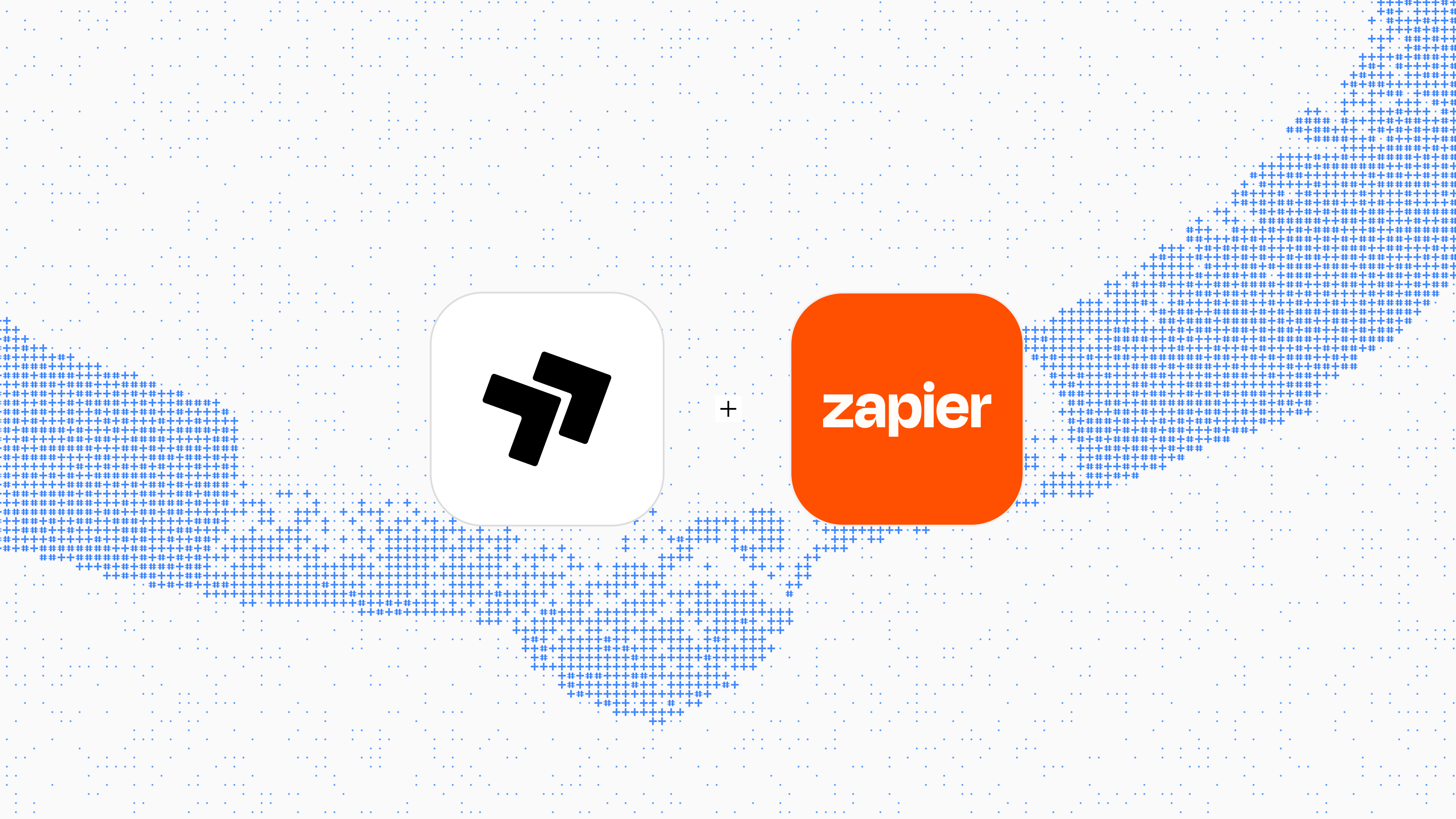 The Sent and Zapier app icons side by side on a field of blue dots