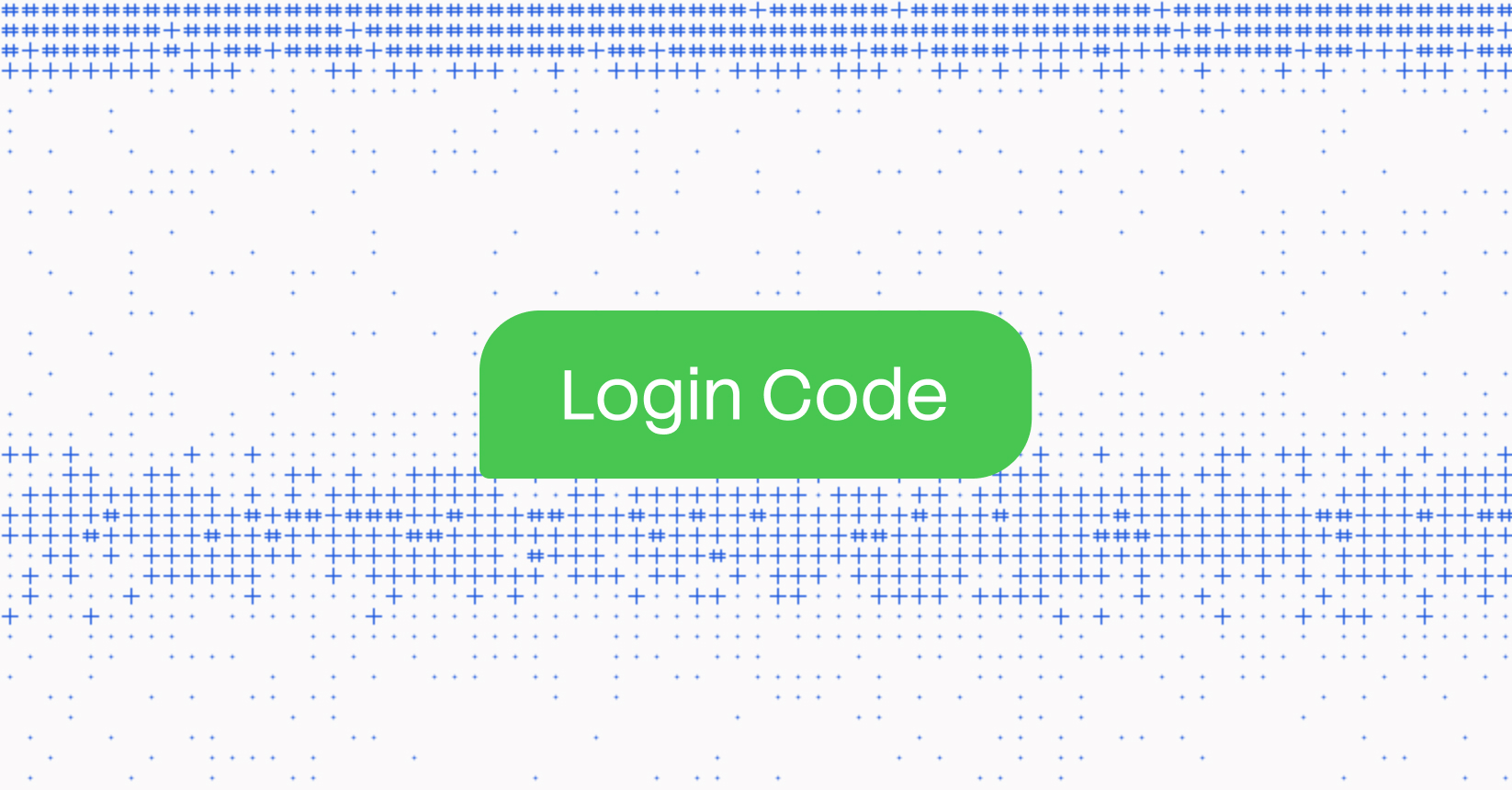 A login code message bubble on a field of blue dots